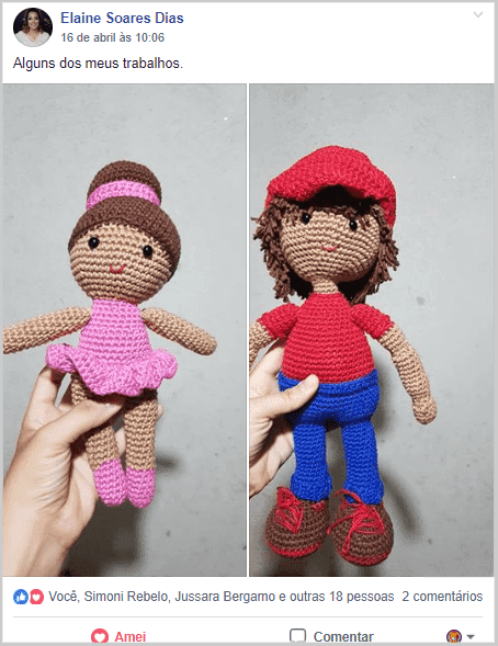 Bailarina e menino amigurumis.